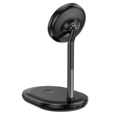 Бездротовий зарядний пристрій HOCO CW40 Noble 3-in-1 magnetic holder with wireless fast charging Black