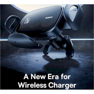Автотримач для телефона з БЗП Baseus LightChaser Series Triple-Coil Wireless Charging Electric Car Mount Cluster Black