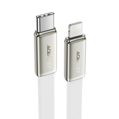 Кабель ACEFAST C24-01, USB to iP, 30W, 1.2m, Braided wire, Zinc alloy + TPE connectors, White Кабель ACEFAST C24-01, USB to iP, 30W, 1.2m, Braided wire, Zinc alloy + TPE connectors, White