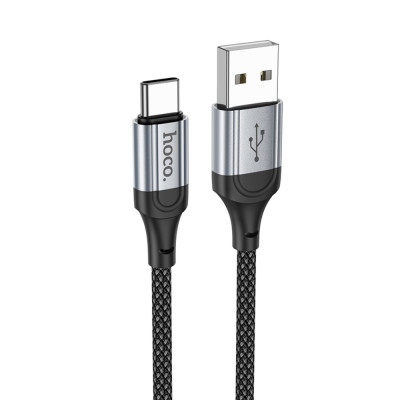 Кабель HOCO X102 USB to Type-C 3A, 1m, nylon, aluminum connectors, Black Кабель HOCO X102 USB to Type-C 3A, 1m, nylon, aluminum connectors, Black