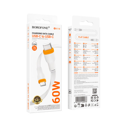 Кабель BOROFONE BX118 Esplendido 60W charging data cable C to C White