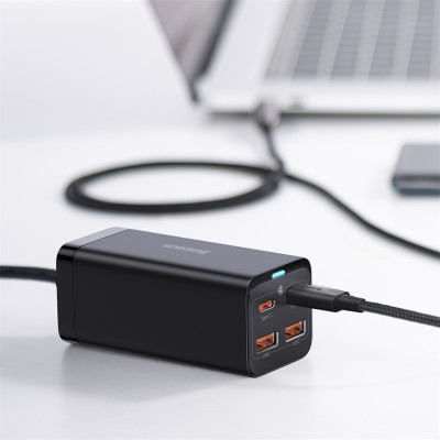 Мережевий зарядний пристрій Baseus GaN3 Pro Desktop Fast Charger 2U+2C 100W EU Black
