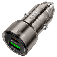Автомобільний зарядний пристрій HOCO Z52 Spacious PD38W (1C1A) car charger Transparent Black Автомобільний зарядний пристрій HOCO Z52 Spacious PD38W (1C1A) car charger Transparent Black