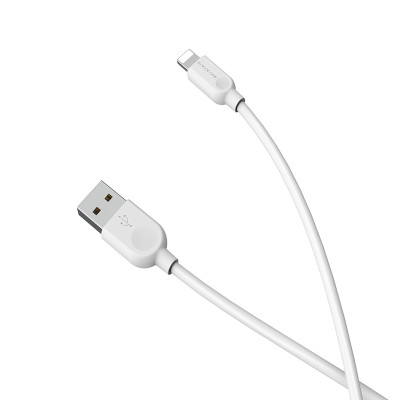 Кабель BOROFONE BX14 USB to iP 2.4A, 2m, PVC, TPE connectors, White Кабель BOROFONE BX14 USB to iP 2.4A, 2m, PVC, TPE connectors, White