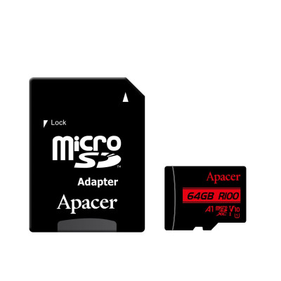 Карта пам'яті microSDXC (UHS-1) Apacer 64Gb class 10 V10 A1 R100MB/s (adapter SD)