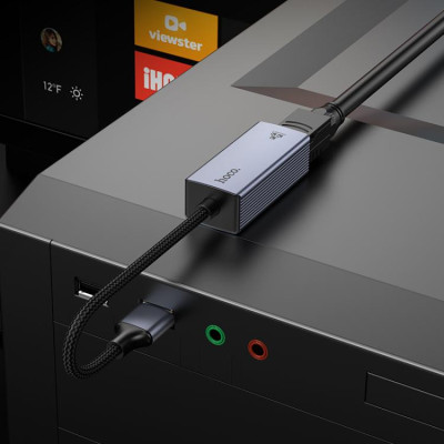 Мережевий адаптер HOCO UA37 USB ethernet adapter (1000 Mbps) Metal Gray