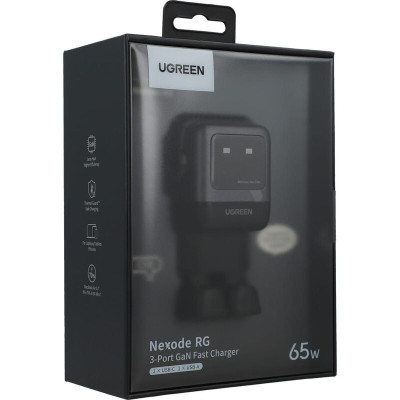Мережевий зарядний пристрій UGREEN Uno RG 65W 3-Port GaN Fast Charger EU Мережевий зарядний пристрій UGREEN Uno RG 65W 3-Port GaN Fast Charger EU