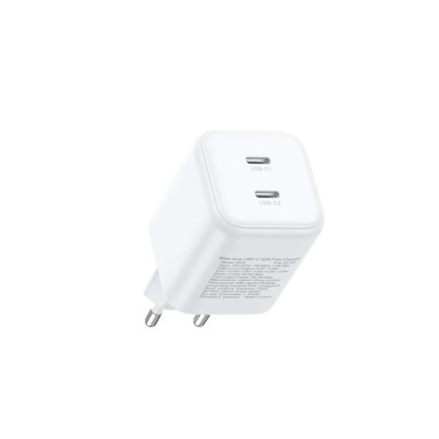 Мережевий зарядний пристрій UGREEN X526 45W Dual USB-C GaN Fast Charger EU White Мережевий зарядний пристрій UGREEN X526 45W Dual USB-C GaN Fast Charger EU White