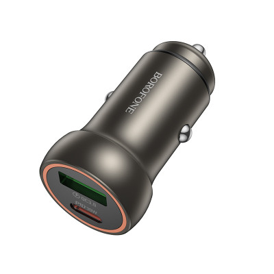 Автомобільний зарядний пристрій BOROFONE BZ32A Fresh PD30W+QC3.0 car charger metal gray Автомобільний зарядний пристрій BOROFONE BZ32A Fresh PD30W+QC3.0 car charger metal gray