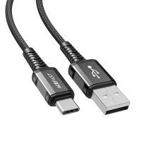 Кабель ACEFAST C1-04 USB to Type-C 3A, 1.2m, nylon aluminum connectors, Black Кабель ACEFAST C1-04 USB to Type-C 3A, 1.2m, nylon aluminum connectors, Black