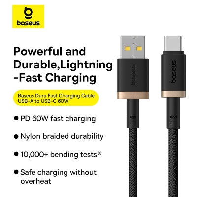 Кабель Baseus Dura Series Fast Charging Cable USB to Type-C 60W 1m Gold+Black Кабель Baseus Dura Series Fast Charging Cable USB to Type-C 60W 1m Gold+Black
