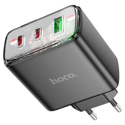 Мережевий зарядний пристрій HOCO CS44A Smart PD65W(2C1A) charger(EU) Black