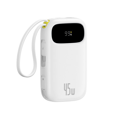Зовнішній акумулятор Baseus EnerFill FC31 Qpow 3 Digital Display Power Bank with USB-C+iP Cables 20000mAh 45W Moon White Зовнішній акумулятор Baseus EnerFill FC31 Qpow 3 Digital Display Power Bank with USB-C+iP Cables 20000mAh 45W Moon White