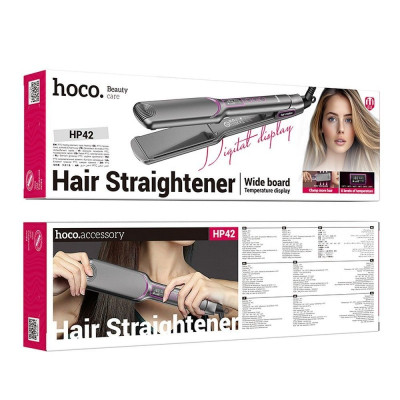 Вирівнювач для волосся з цифровим дисплеєм HOCO HP42 Wide board hair straightener with digital display(EU) Gray