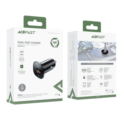 Автомобільний зарядний пристрій ACEFAST B1 mini 38W(USB-C+USB-A) dual-port metal car charger