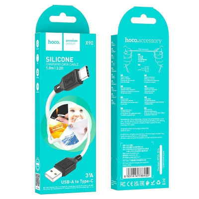 Кабель HOCO X90 Cool silicone charging data cable for Type-C White Кабель HOCO X90 Cool silicone charging data cable for Type-C White