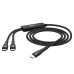 Кабель HOCO U102 Type-C to Type-C+Type-C 5A, 100W 1.5m, nylon, aluminum connectors, Black