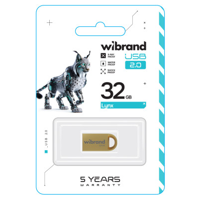 Флеш-накопитель Wibrand USB 2.0 Lynx 32Gb Gold