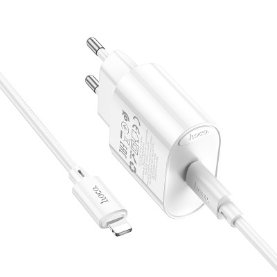 Мережевий зарядний пристрій з кабелем HOCO C109A(PD20W) Fighter single port PD20W charger set(C to iP) White Мережевий зарядний пристрій з кабелем HOCO C109A(PD20W) Fighter single port PD20W charger set(C to iP) White