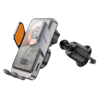 Автотримач для телефона з БЗП HOCO HW7 Transparent Discovery Edition wireless fast charging car holder(air outlet) Metal Gray Автотримач для телефона з БЗП HOCO HW7 Transparent Discovery Edition wireless fast charging car holder(air outlet) Metal Gray
