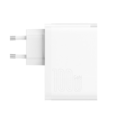 Мережевий зарядний пристрій Baseus GaN5 Pro Fast Charger C+U 100W EU White (With Mini White Cable Type-C to Type-C 100W(20V/5A) 1m White）