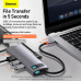 USB-хаб Baseus Metal Gleam Series 8-in-1 Multifunctional Type-C HUB Docking Station Gray（Type-C to HDMI*1+USB3.0*3+PD*1+RJ45*1+SD/TF*1)