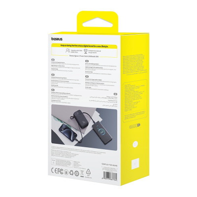 Зовнішній акумулятор Baseus QPow 2 Digital Display Fast-Charging Power Bank with 2 Built-in Type-C Cable 20000mAh 30W Cluster Black