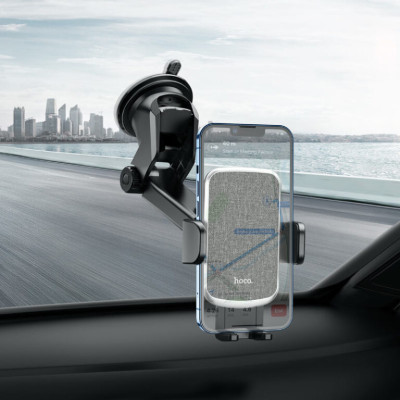 Автотримач для телефона HOCO CA95 Polaris push-type telescopic suction cup car holder Black