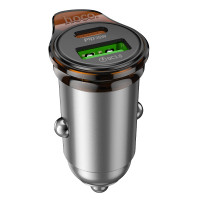 Автомобільний зарядний пристрій HOCO NZ16A Rigorous 43W dual port PD25W+QC3.0 car charger Metal Grey Автомобільний зарядний пристрій HOCO NZ16A Rigorous 43W dual port PD25W+QC3.0 car charger Metal Grey
