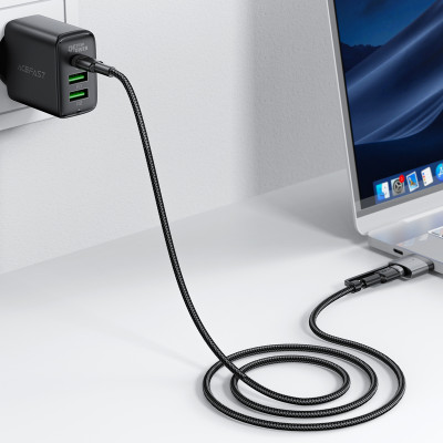 Кабель ACEFAST C22-05 USB-C to USB-C / magnetic aluminum alloy charging data cable Black