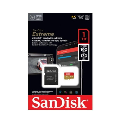 Карта пам'яті microSDXC (UHS-1 U3) SanDisk Extreme A2 1TB class 10 V30 (R190MB/s,W130MB/s) (adapter SD)