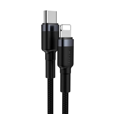 Кабель Baseus Cafule Cable Type-C to iP PD 20W 1m Gray+Black