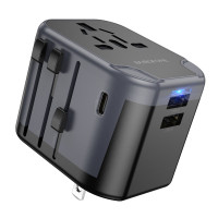 Мережевий зарядний пристрій BOROFONE BAC12 Leader 3-port(1C2A) universal conversion charger Black Мережевий зарядний пристрій BOROFONE BAC12 Leader 3-port(1C2A) universal conversion charger Black