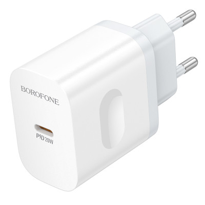 Мережевий зарядний пристрій BOROFONE BA99A Breeze single port PD20W charger White Мережевий зарядний пристрій BOROFONE BA99A Breeze single port PD20W charger White