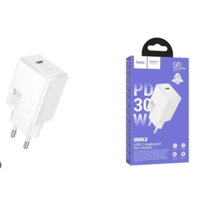 Мережевий зарядний пристрій HOCO N70 Nuevo single port PD30W charger set(C to C) White Мережевий зарядний пристрій HOCO N70 Nuevo single port PD30W charger set(C to C) White