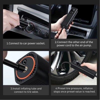 Автомобільний насос Baseus Super Mini Inflator Pump Black Автомобільний насос Baseus Super Mini Inflator Pump Black