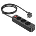 Мережевий подовжувач HOCO NS2 3-position extension cord socket(including 3*USB output) Black