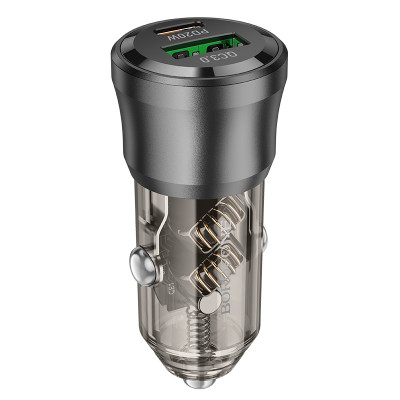 Автомобільний зарядний пристрій BOROFONE BZ25 Journey PD38W(1C1A) car charger Transparent Black Автомобільний зарядний пристрій BOROFONE BZ25 Journey PD38W(1C1A) car charger Transparent Black