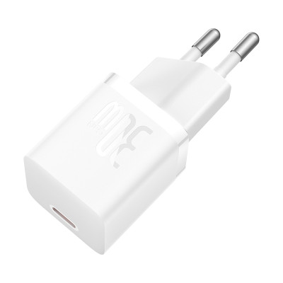 Мережевий зарядний пристрій з кабелем Baseus GaN5 Fast Charger(mini) 1C 30W EU Moon White(With: Fast Charging Data Cable Type-C)