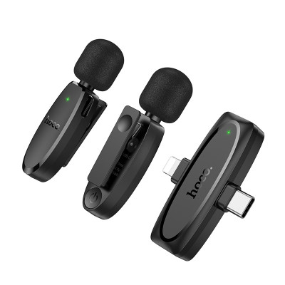 Бездротова мікрофонна система HOCO L15 Dual-mic clip-on wireless digital microphone (iP/Type-C) Black