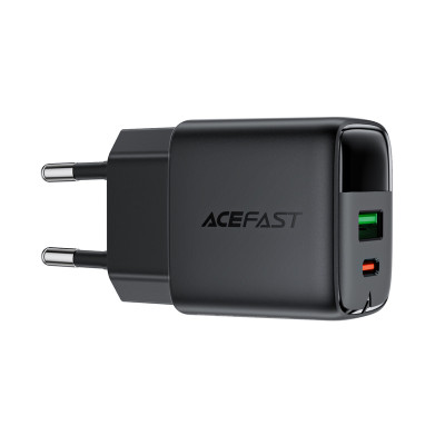Мережевий зарядний пристрій ACEFAST A116 PD35W GaN charger (USB-A+USB-C) with digital display Black