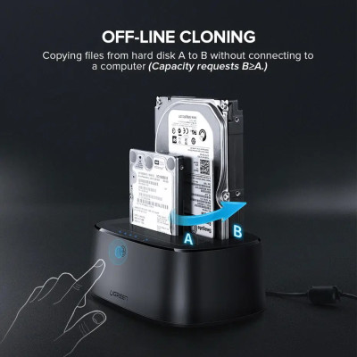 Док-станція UGREEN CM198 USB 3.0 to SATA Dual-Bay Hard Drive Duplicator/Cloner EU (UGR-50857) Док-станція UGREEN CM198 USB 3.0 to SATA Dual-Bay Hard Drive Duplicator/Cloner EU (UGR-50857)