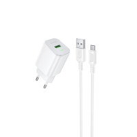 Мережевий зарядний пристрій з кабелем BOROFONE BAS82A Star single port QC3.0 charger set (Micro) (EU) White Мережевий зарядний пристрій з кабелем BOROFONE BAS82A Star single port QC3.0 charger set (Micro) (EU) White