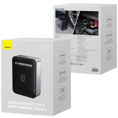 Автомобільний пуско-зарядний пристрій з насосом Baseus Super Energy 2-in-1 Jump Starter(1000A)Black Автомобільний пуско-зарядний пристрій з насосом Baseus Super Energy 2-in-1 Jump Starter(1000A)Black