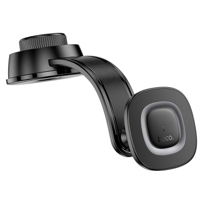 Автотримач для телефона з БЗП HOCO HW31 Crown magnetic wireless charging car holder(center console) Black Metal Gray
