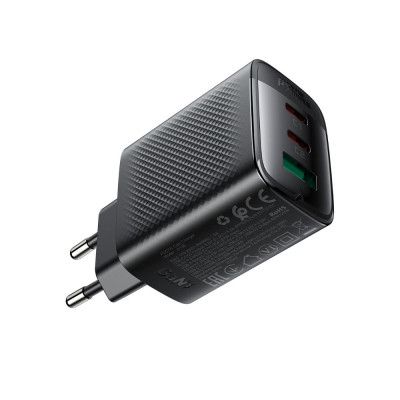 Мережевий зарядний пристрій ACEFAST A108 PD67W GaN (2*USB-C+USB-A) charger Black Мережевий зарядний пристрій ACEFAST A108 PD67W GaN (2*USB-C+USB-A) charger Black