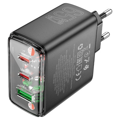 Мережевий зарядний пристрій HOCO CS44A Smart PD65W(2C1A) charger(EU) Black