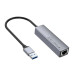 Кабель-перехiдник HOCO HB34 Easy link USB Gigabit Ethernet adapter(USB to USB3.0*3+RJ45) Metal Gray