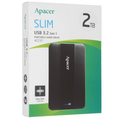 Зовнішній жорсткий диск PHD External 2.5'' Apacer USB 3.2 Gen. 1 AC237 2Tb Black (color box)