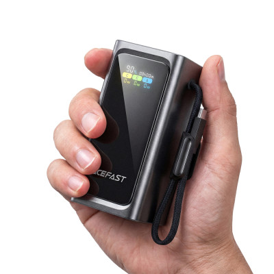 Зовнішній акумулятор ACEFAST M33-20000 100W fast charging power bank with cable and TFT display metal gray Зовнішній акумулятор ACEFAST M33-20000 100W fast charging power bank with cable and TFT display metal gray